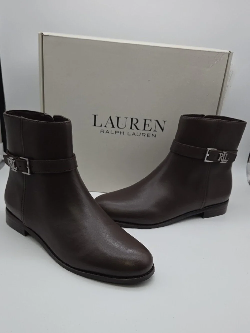 Lauren Ralph Lauren Dark Brown Leather Ankle Boots